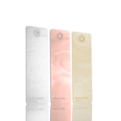 Gamme  de matériaux acryliques pour découpe laser, couleurs nacre blanc, rose, ivoire