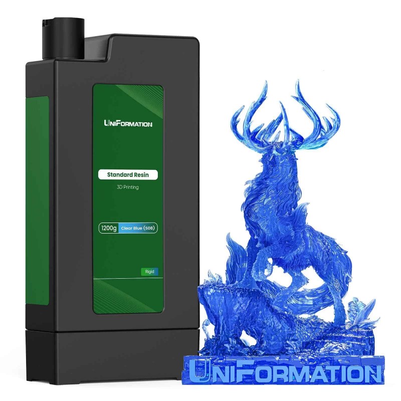 Cartouche de résine UniFormation avec pièce imprimée en coloris bleu transparent