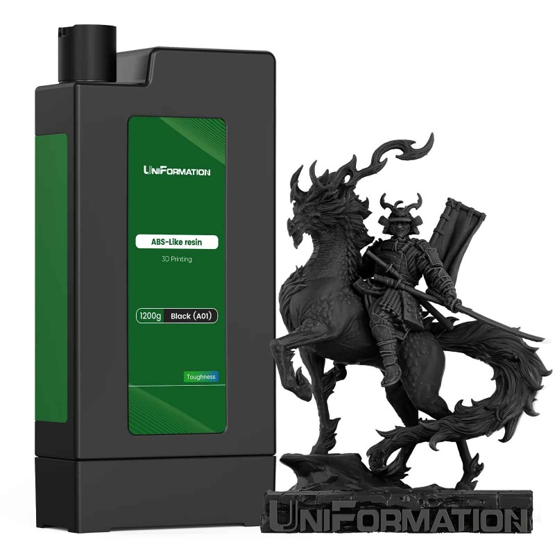 Cartouche de résine UniFormation équivalent ABS et modèle imprimé en coloris noir