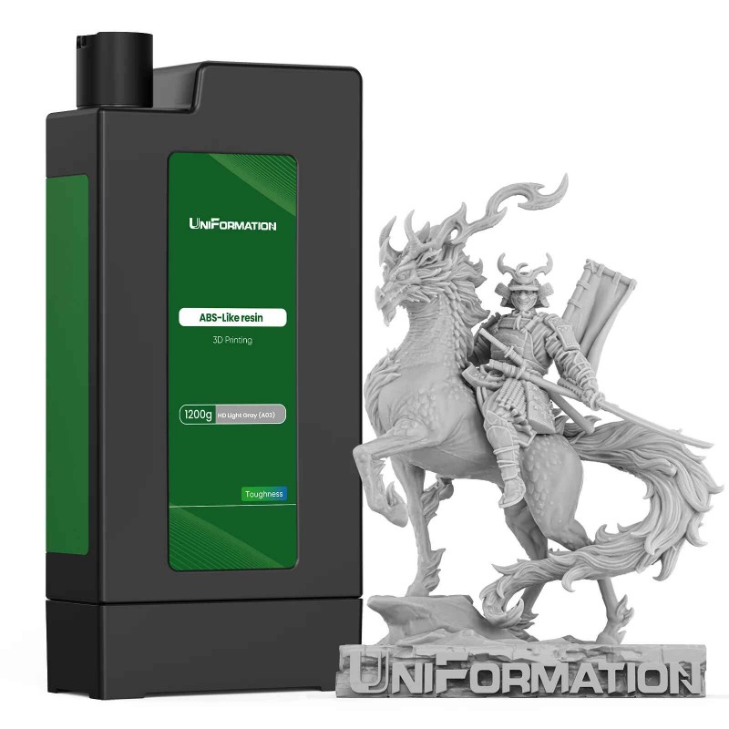 Cartouche de résine UniFormation équivalent ABS et modèle imprimé en coloris  gris clair