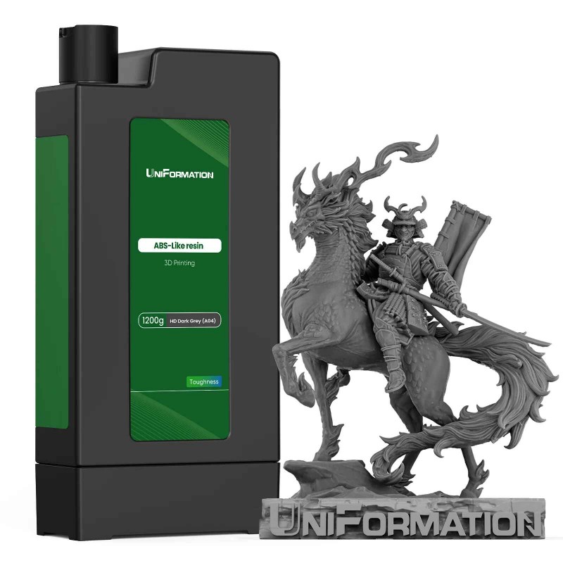 Cartouche de résine UniFormation équivalent ABS et modèle imprimé en coloris gris sombre