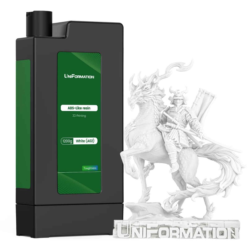 Cartouche de résine UniFormation équivalent ABS et modèle imprimé en coloris blanc