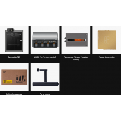 Contenu du colis de l'imprimante 3D Bambu Lab P2S et P2S Combo avec la station de filament AMS