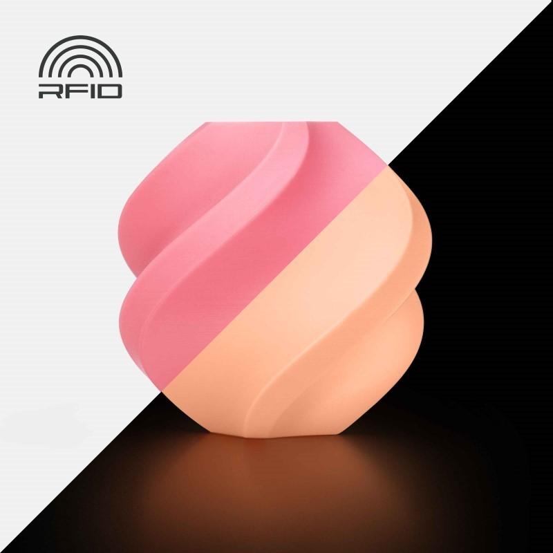Objet crée avec du filament rose phosphorescent Bambu Lab PLA Glow 1kg