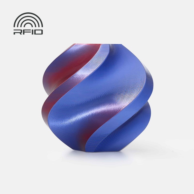 Objet crée avec du filament  Bleu Rouge Bambu Lab PLA Silk 1kg