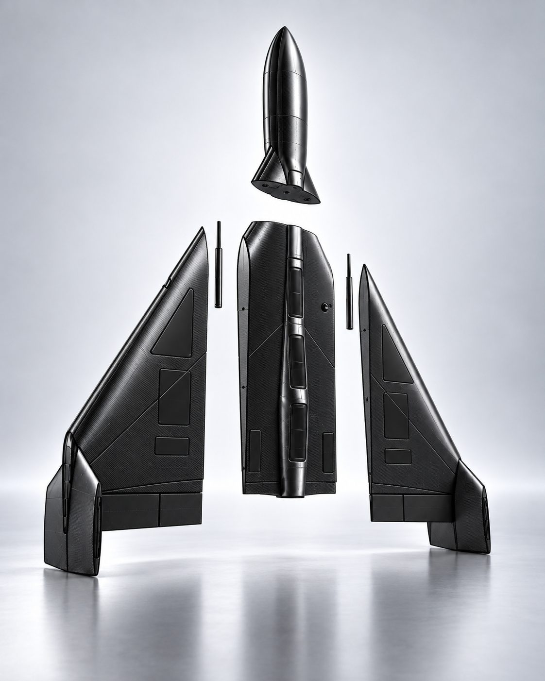 Vue éclatée des modules d'un drone de 3,5 mètres fabriqué par impression 3D avec la Modix Everest