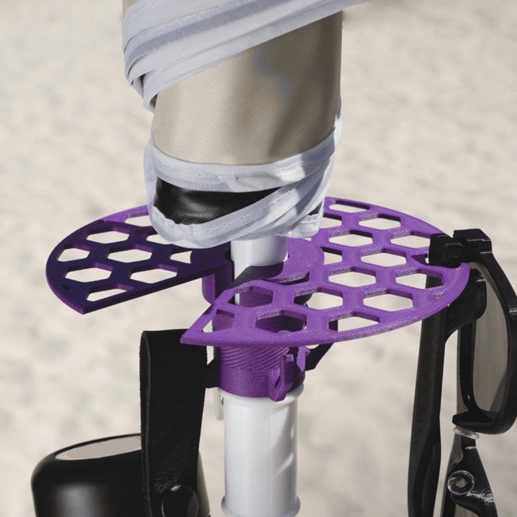 crochets pour parapluie et plateau pour équipement de plage fait avec le filament PETG CF Bambu Lab