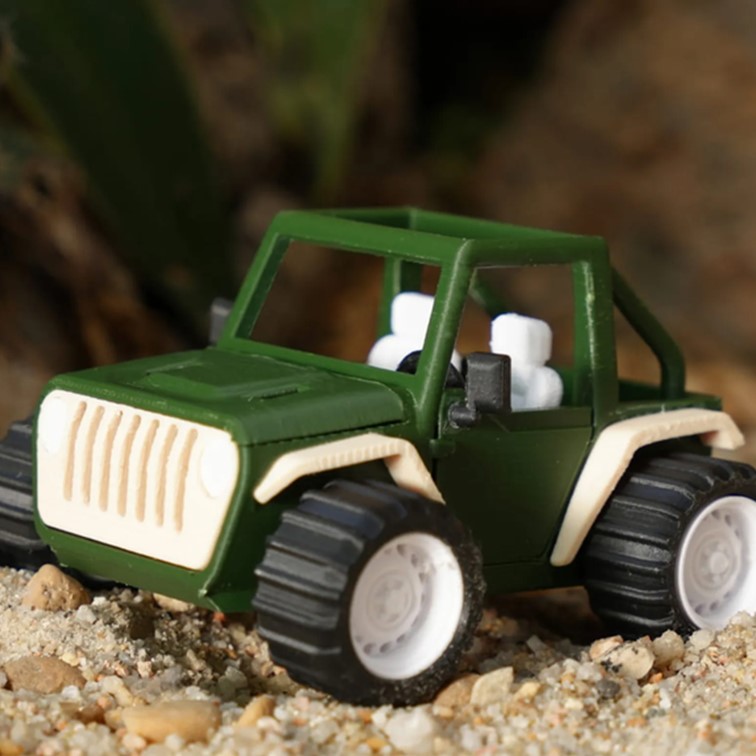 voiture jeep sur la plage fait avec le filament PETG HF Bambu Lab