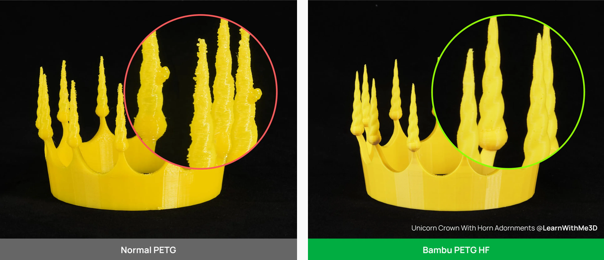 couronne de licorne avec des ornements en corne fait avec le filament PETG HF Bambu Lab