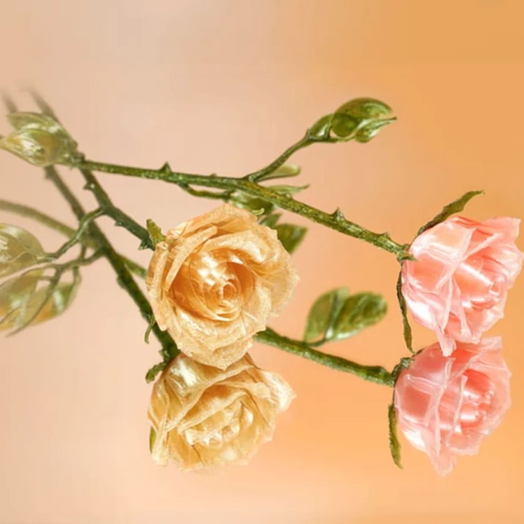 différents types de roses fait avec le filament PETG Translucent Bambu Lab