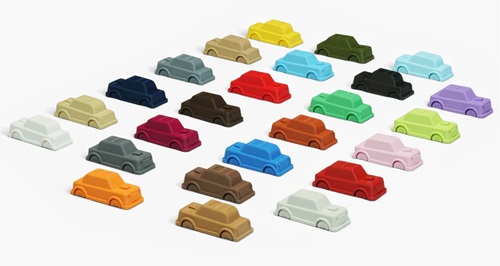 Exemple de petites voitures imprimés avec les couleurs BambuLab PLA Matte