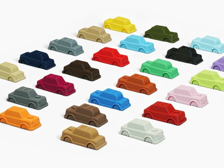 Exemple de petites voitures imprimés avec les couleurs BambuLab PLA Matte