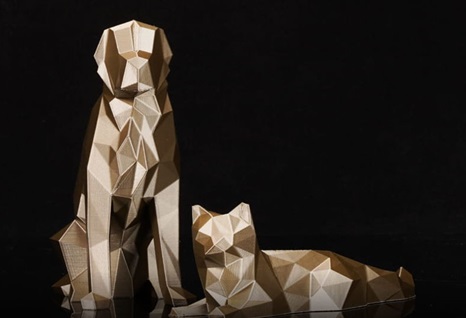 Structure d'un chien et d'un chat fait avec les filaments PLA Metal Bambu Lab