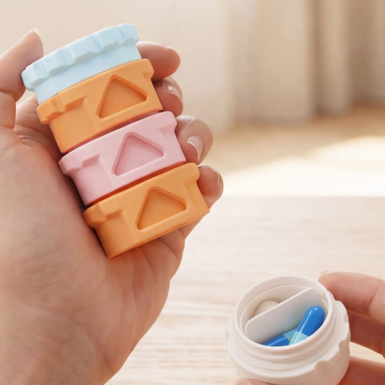 Boîtes de rangement colorées imprimées en 3D avec le PLA Pure Bambu Lab.