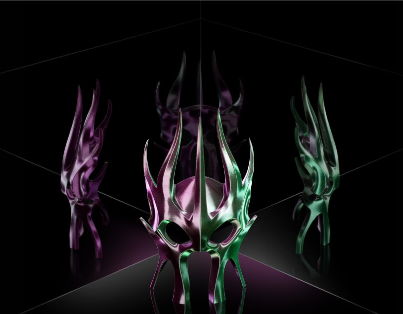 Masque Dual Color fait avec les filaments PLA Silk Bambu Lab