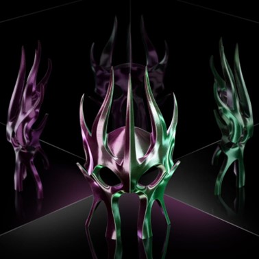 Masque Dual Color fait avec les filaments PLA Silk Bambu Lab
