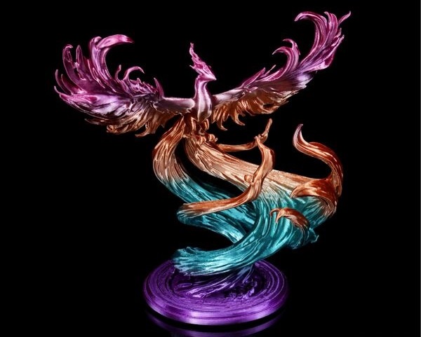 Statue d'un poenix fait avec les filaments PLA Silk Bambu Lab
