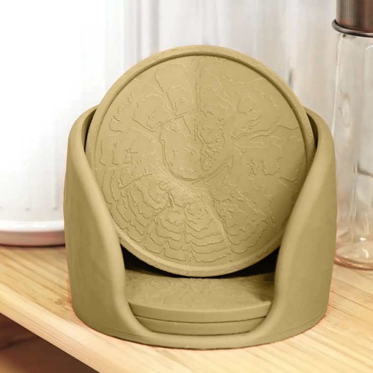 Ensemble de sous-verres fait avec les filaments PLA Wood Bambu Lab