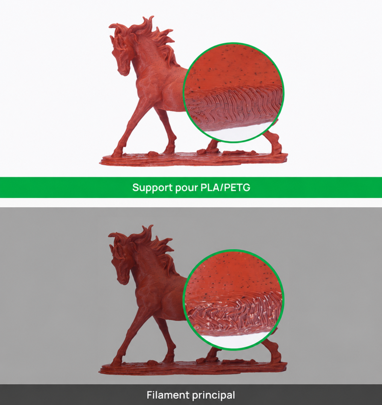 Interface de support lisse grâce au support pour pla/petg