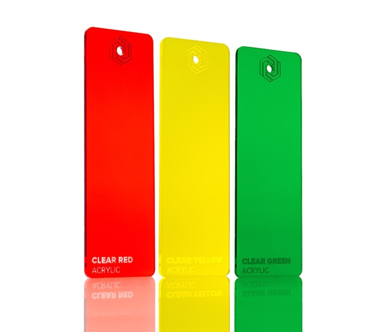 Panneaux acryliques FLUX en 3 coloris : rouge, jaune, vert