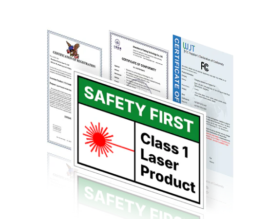 Illustration des certificats de sécurité de la ComMarker Omni X