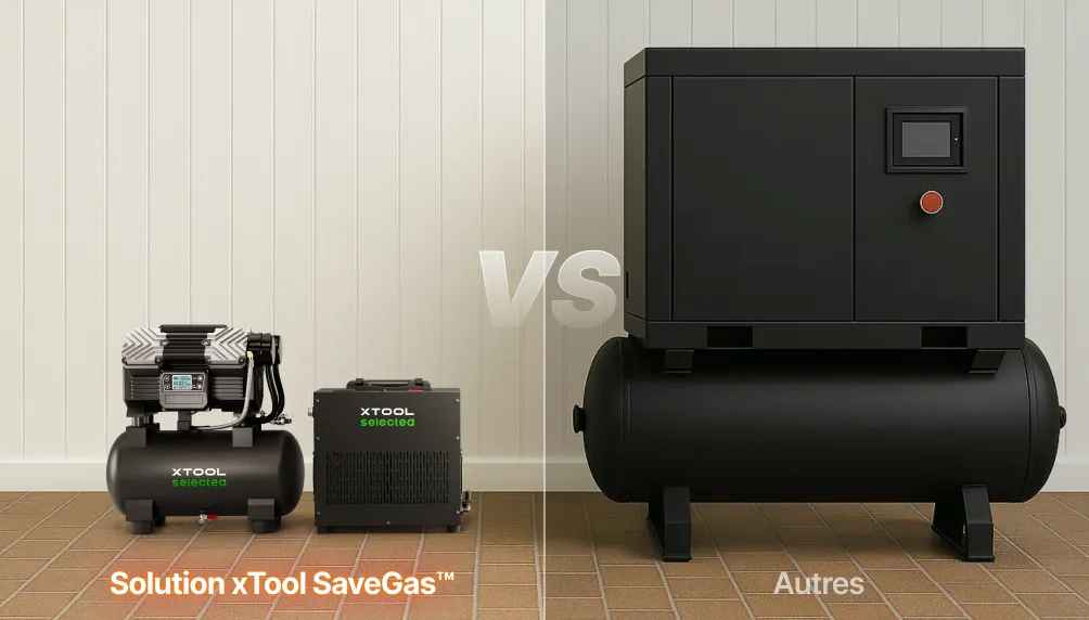 Comparaison de la solution de traitemetn d'air comprimé xTool avec une solution standard