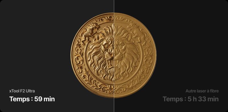 difference de gravure sur une pièce en métal avec le laser de xTool F2 Ultra