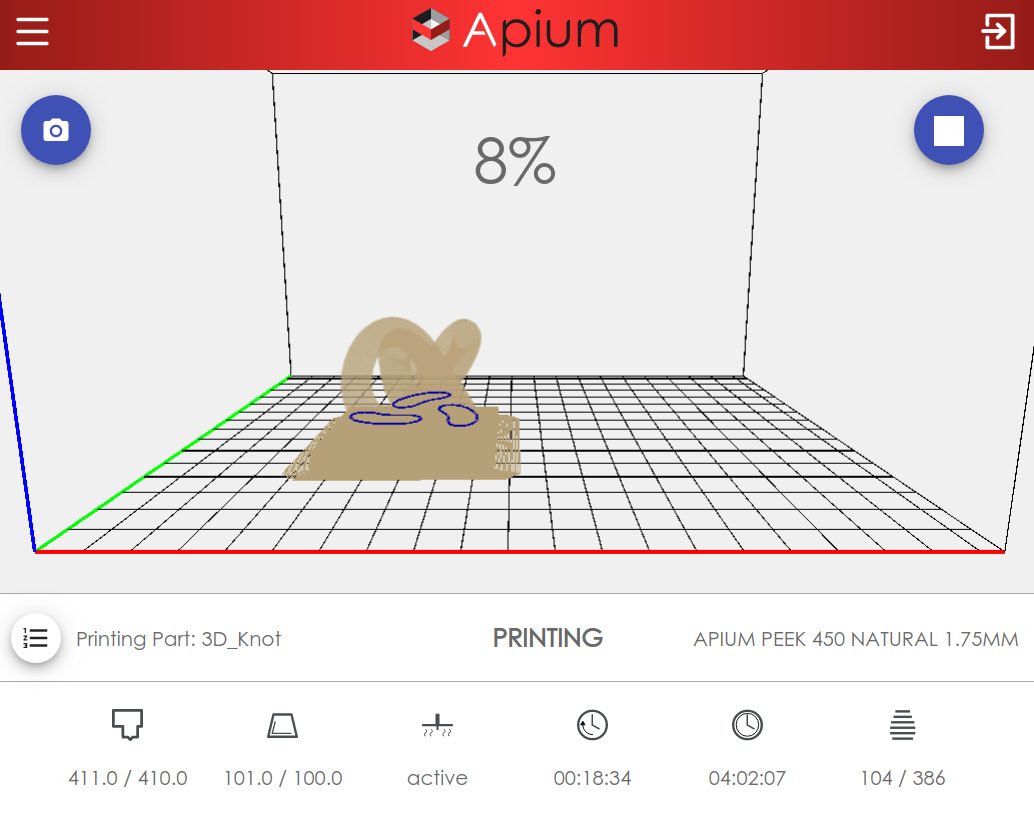 Vue du logiciel pour APIUM M220