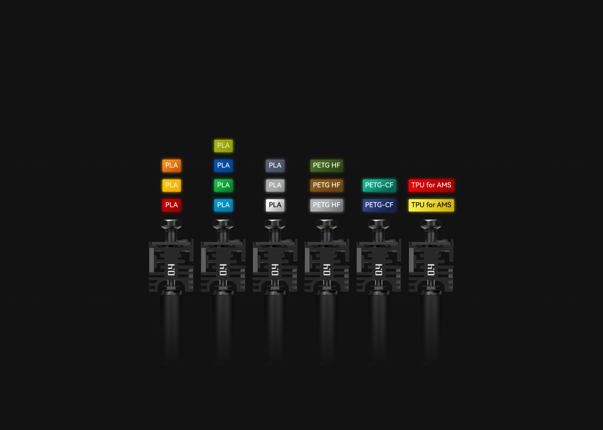 differentes buses pour l'impression 3D multi couleurs de la H2C de Bambu Lab
