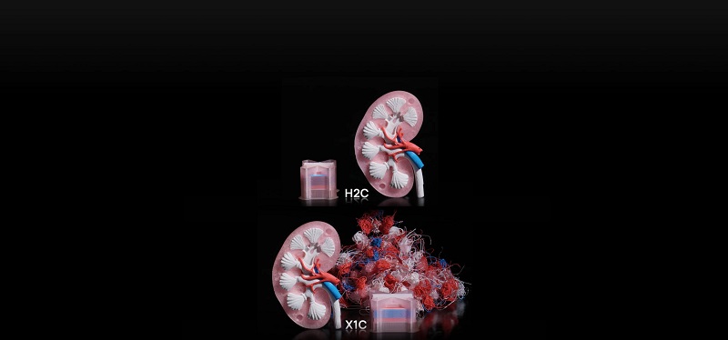 comparaison des déchets produits avec l'imprimante 3d h2C de Bambu Lab