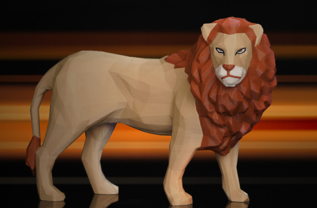 lion imprimé imprimé en couleur avec la P1P de Bambu Lab