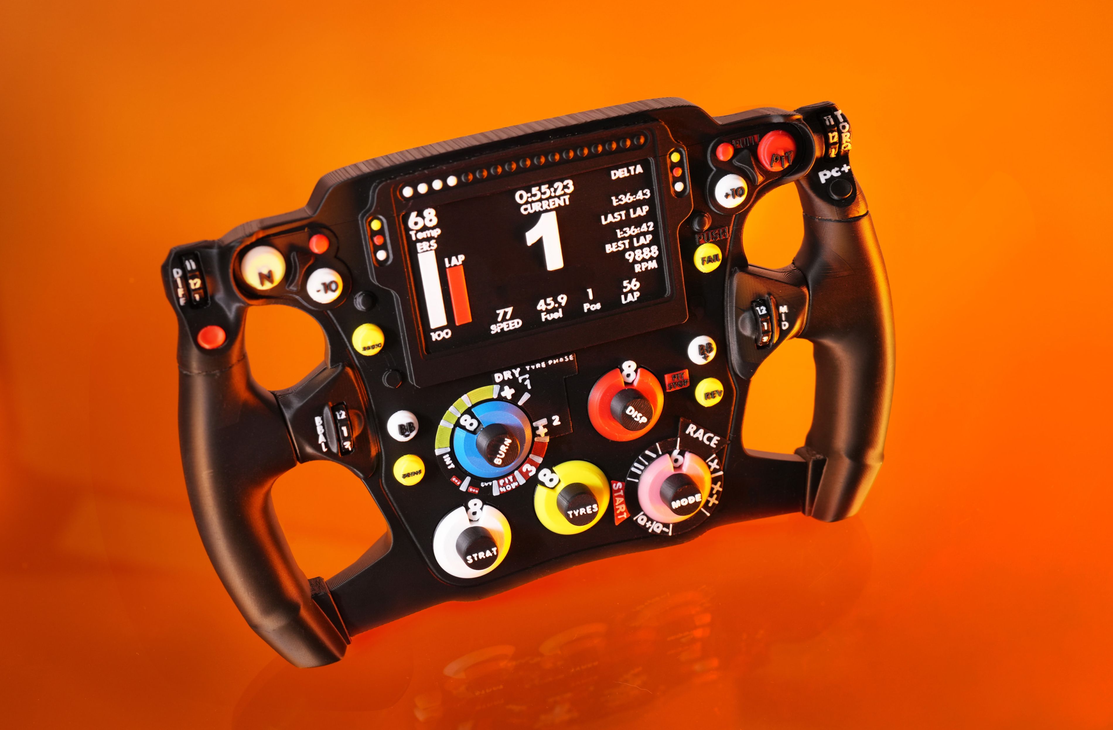 volant de voiture de course imrpimé en 3D avec la P2S de Bambu Lab