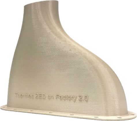 Pièce en Thermec ™ ZED imprimée sur Omni3D Factory 2.0 NET