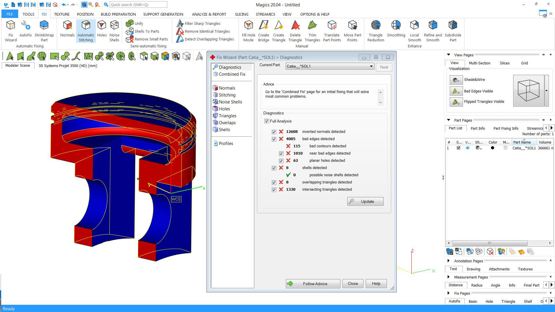 Annalyse et correction de fichier STL dans Materialise