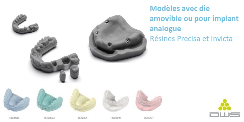 DWS DFAB impression modèles avec die amovible ou pour implant analogue