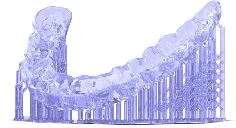 Gouttière dentaire avec ces supports imprimés avec Sprintray Eu Splint Flex