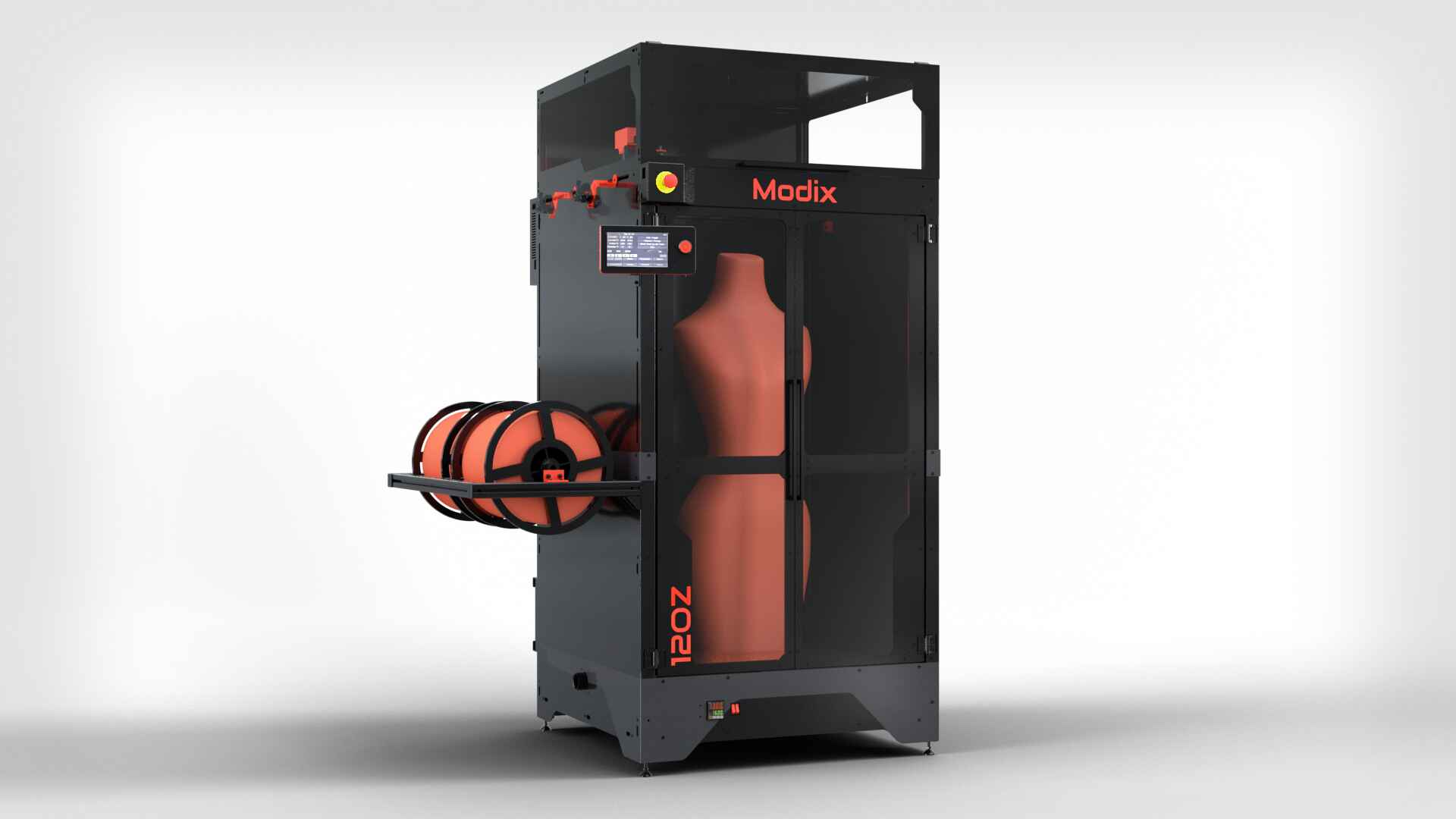 Imprimante 3D grand format Modix BIG-120Z avec mannequin imprimé en hauteur