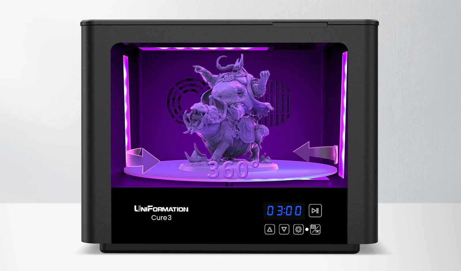 Polymérisation d'une grande pièce dans le Cure3 Polymérisation d'une grande pièce dans le Cure3