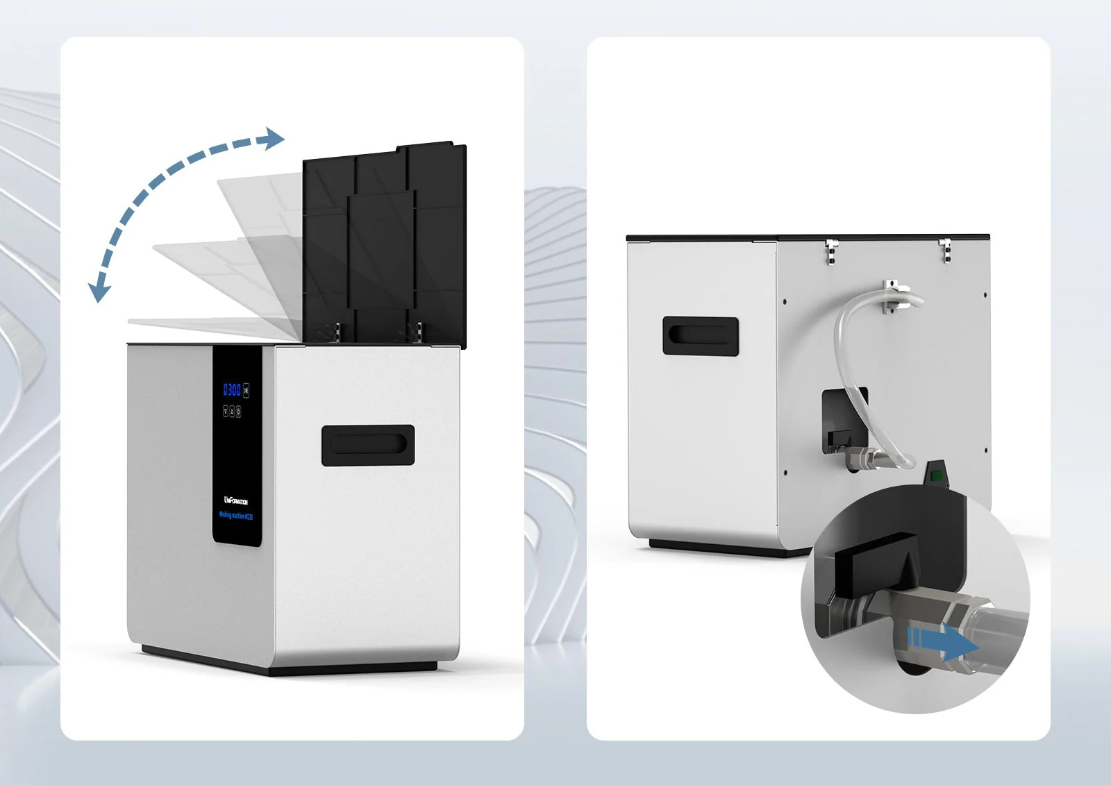 La capot et le système de vidange de la UniFormation W230 La capot et le système de vidange de la UniFormation W230