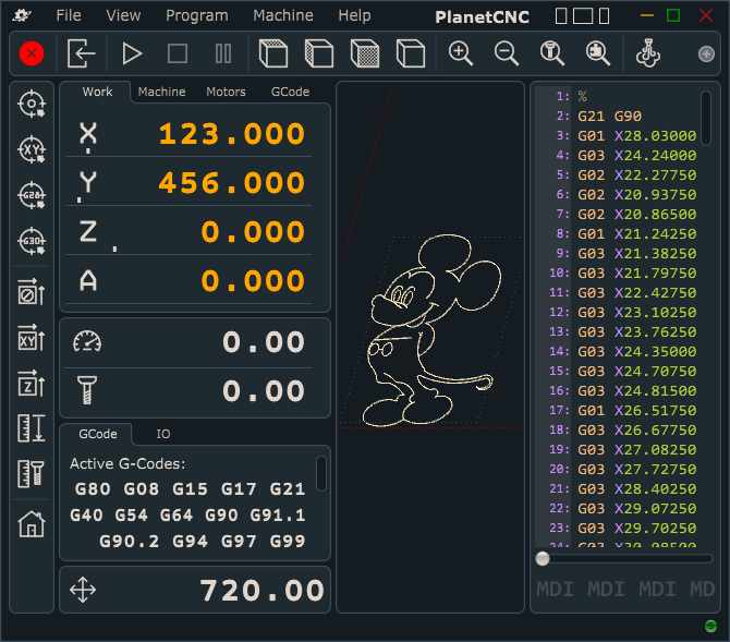 Vues du logiciel PlanetCNC