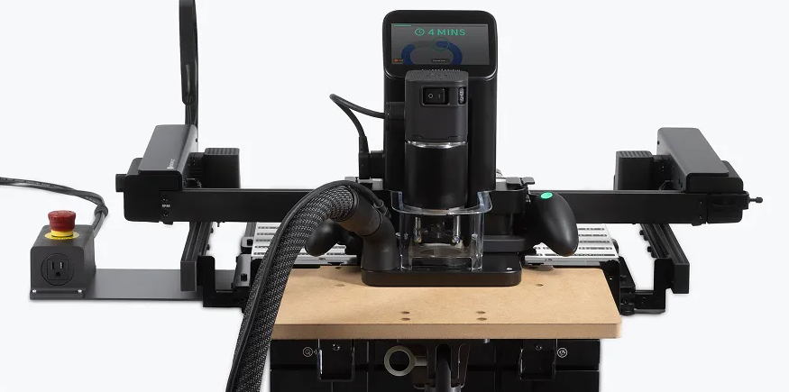 kit d'agrandissement Shelf Upgrade installé avec Shaper Origin,Shaper Benchpilot et le gabarit shaper