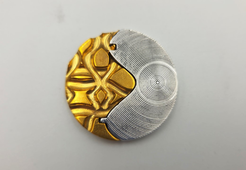 Double pièce usinée en laiton (70 minutes) et aluminium (60 minutes)